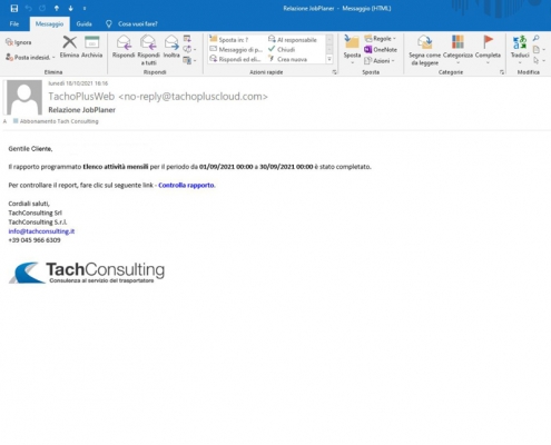 Email automatiche TachoPlus Web